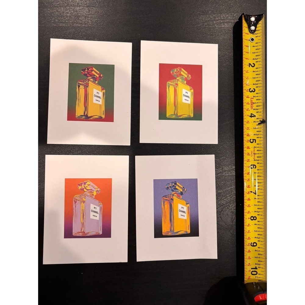 Chanel No 5 Parfum Andy Warhol Pop Art Postcard Set 4 Pack Multicolored Prints
